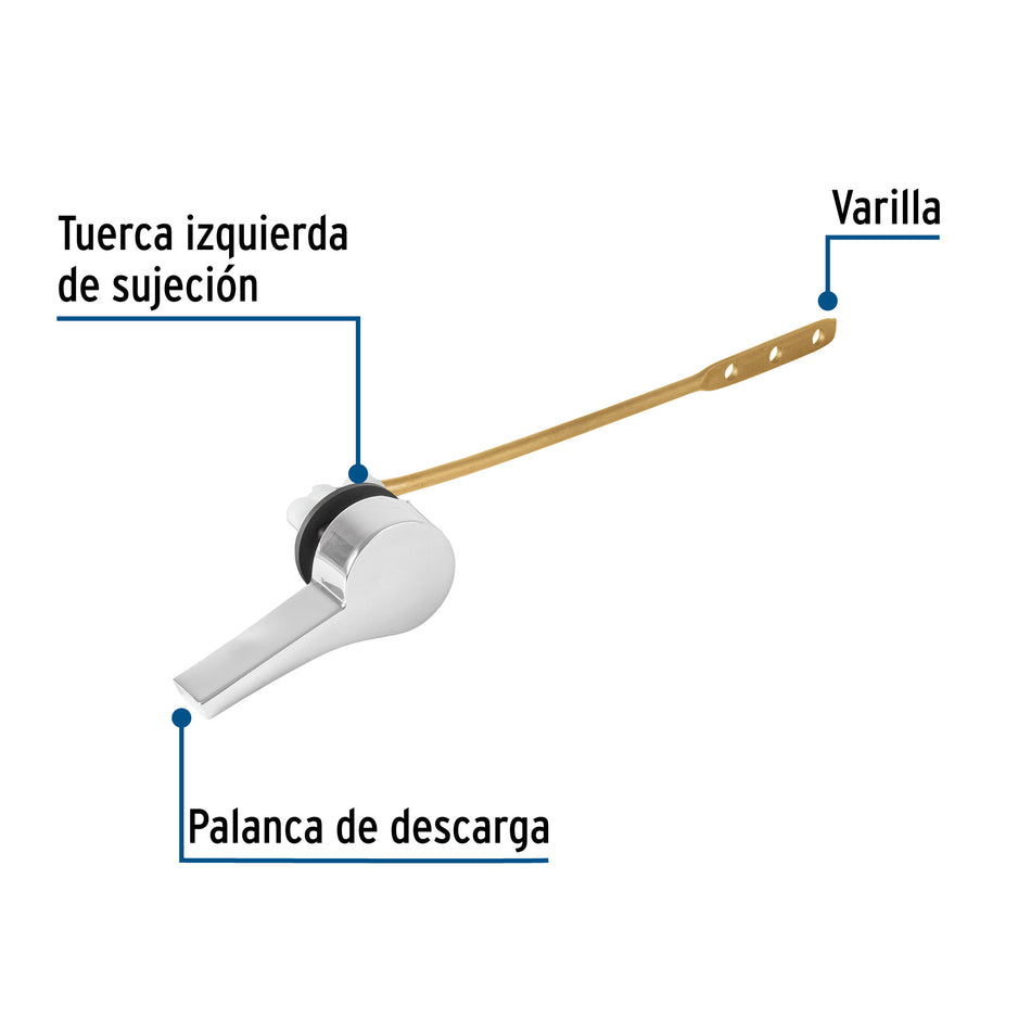 Palanca frontal metálica cromada minimalista para WC, FOSET