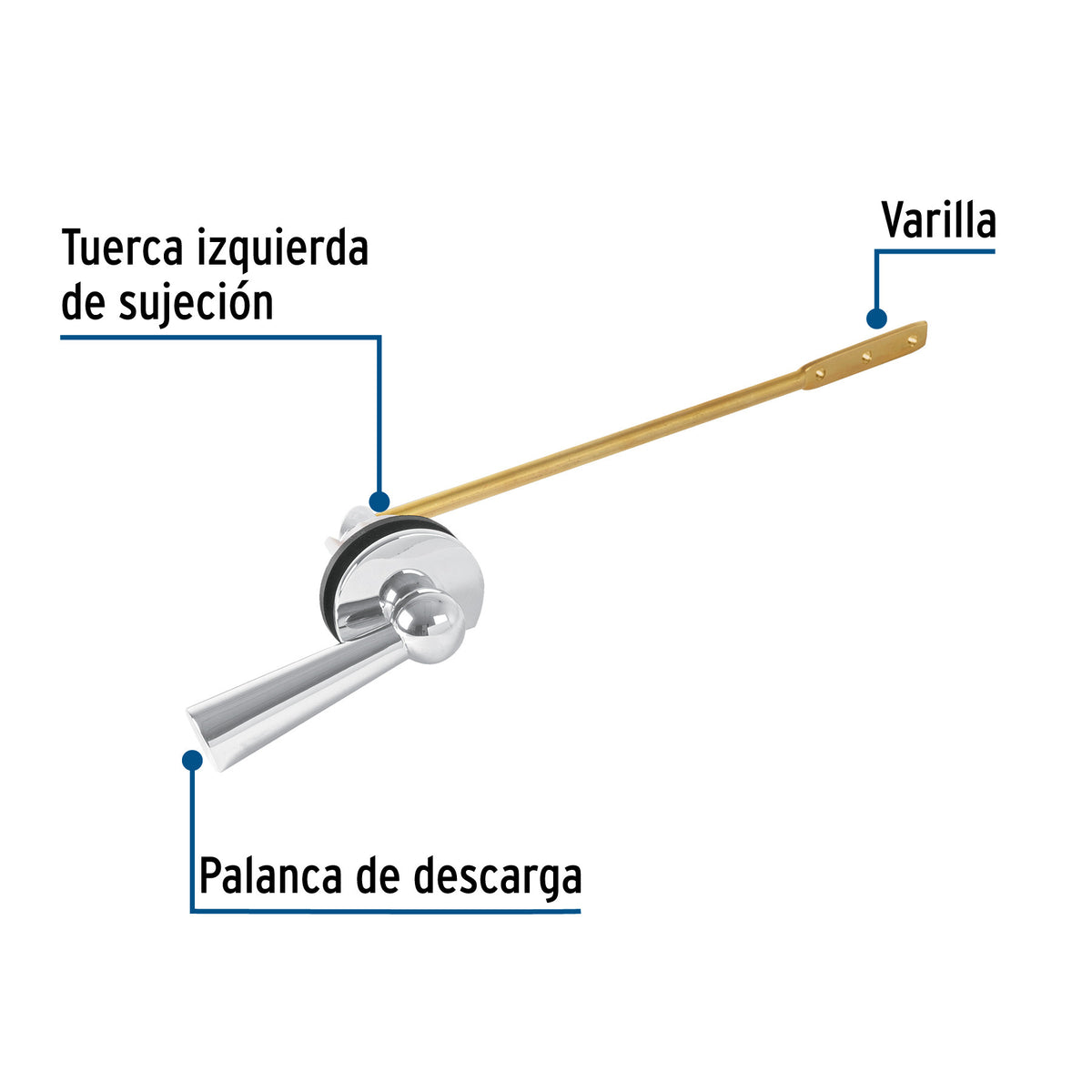 Palanca frontal metálica cromada clásica para WC, FOSET