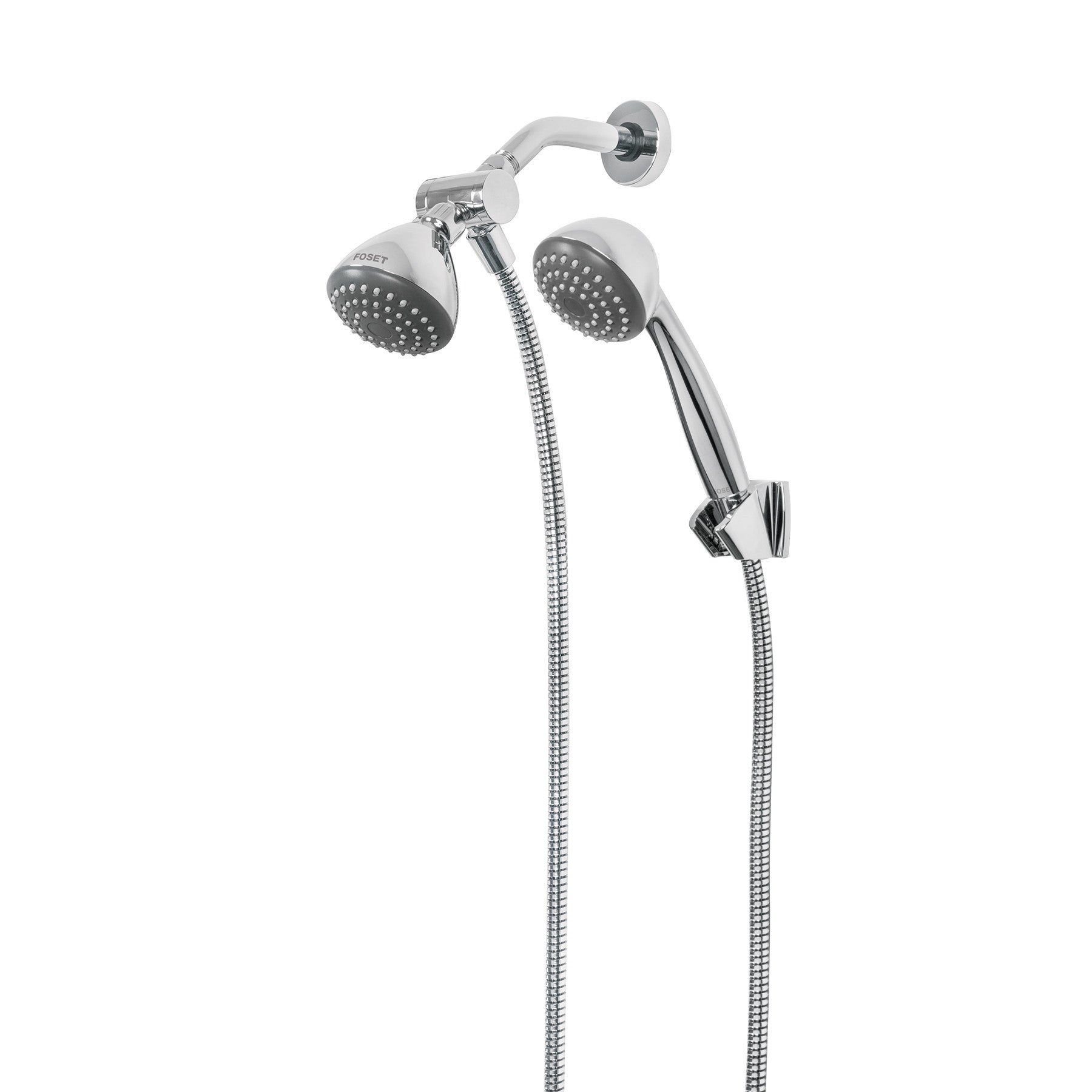 Regadera doble fija y telefono 3-1/4" ABS cromo AERO