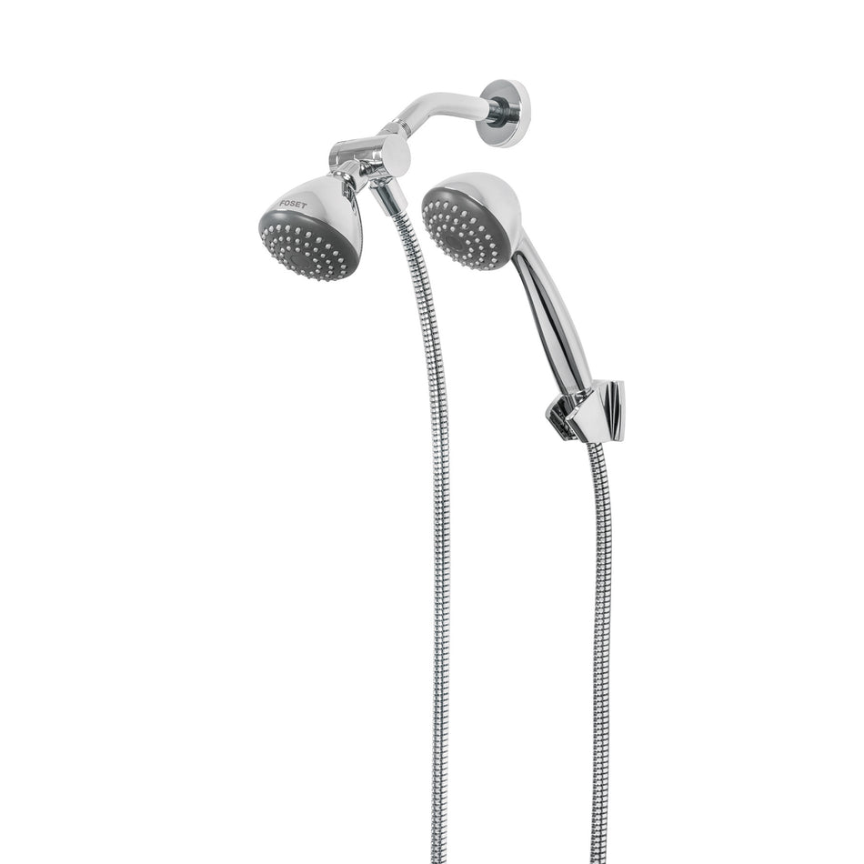 Regadera doble fija y telefono 3-1/4" ABS cromo AERO