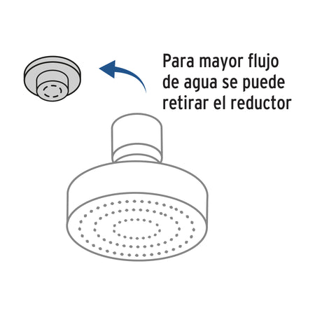 Regadera satín 4' plato redondo, sin brazo, FOSET ELEMENT 4', satín