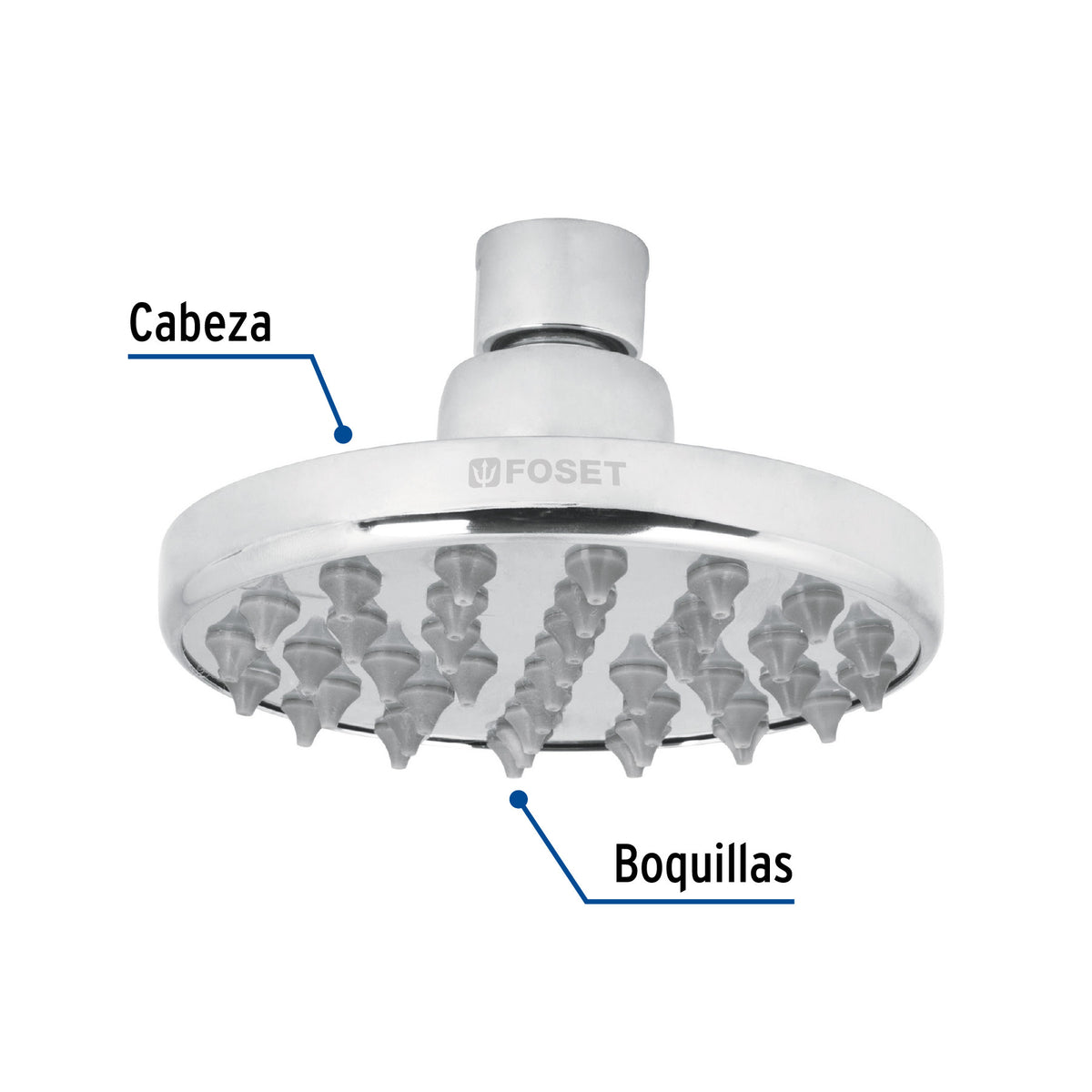 Regadera cromo 4' plato redondo, sin brazo, FOSET ELEMENT 4'