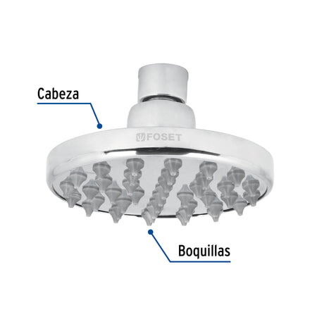 Regadera cromo 4' plato redondo, sin brazo, FOSET ELEMENT 4'