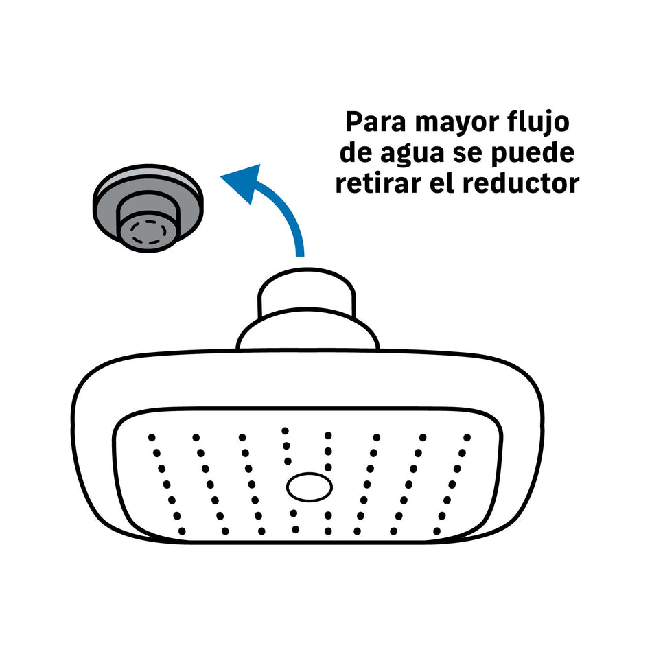 Regadera cuadrada 3-3/4" brazo y chapetón, blíster, BASIC