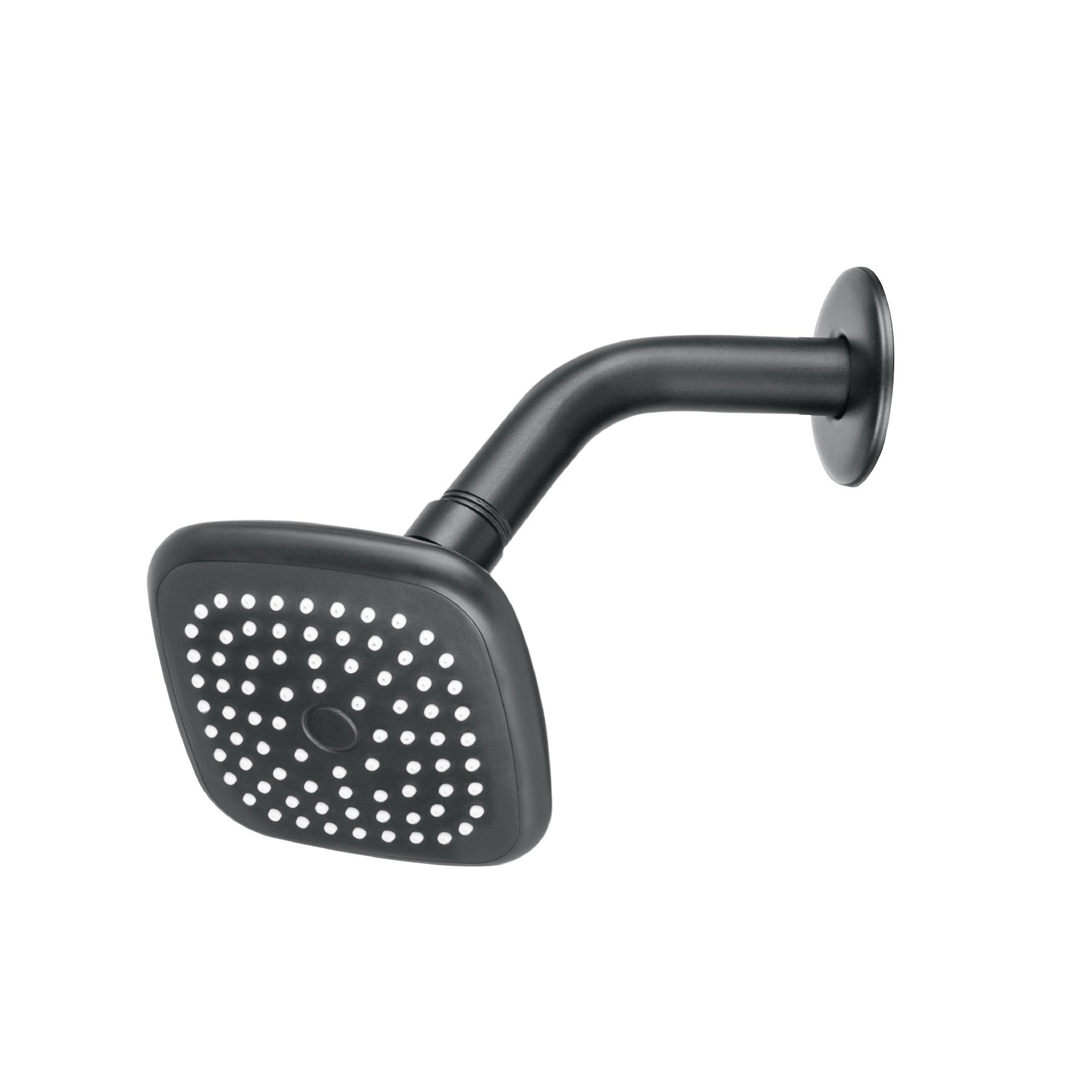 Regadera cuadrada 3-3/4" brazo y chapeton negro BASIC