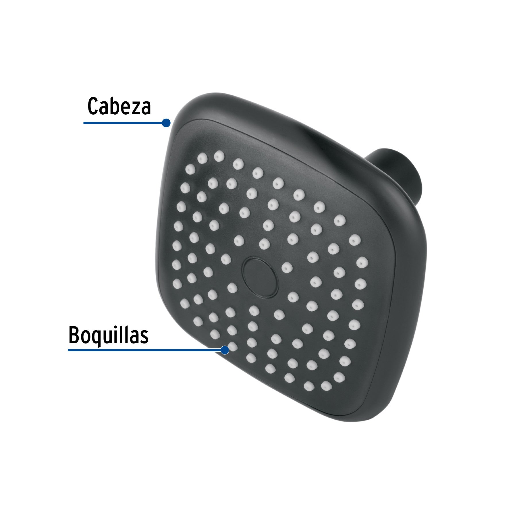 Regadera cuadrada de ABS 3-3/4" sin brazo negro BASIC