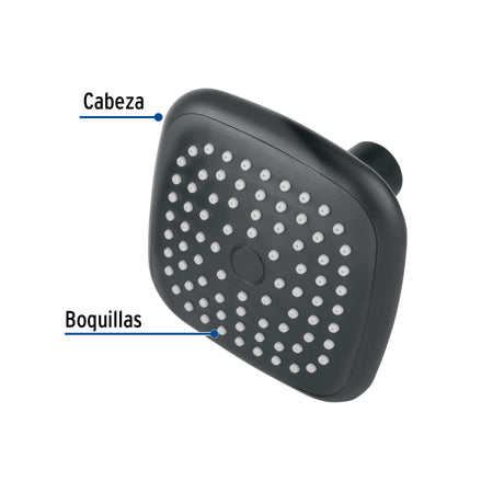 Regadera cuadrada de ABS 3-3/4" sin brazo negro BASIC