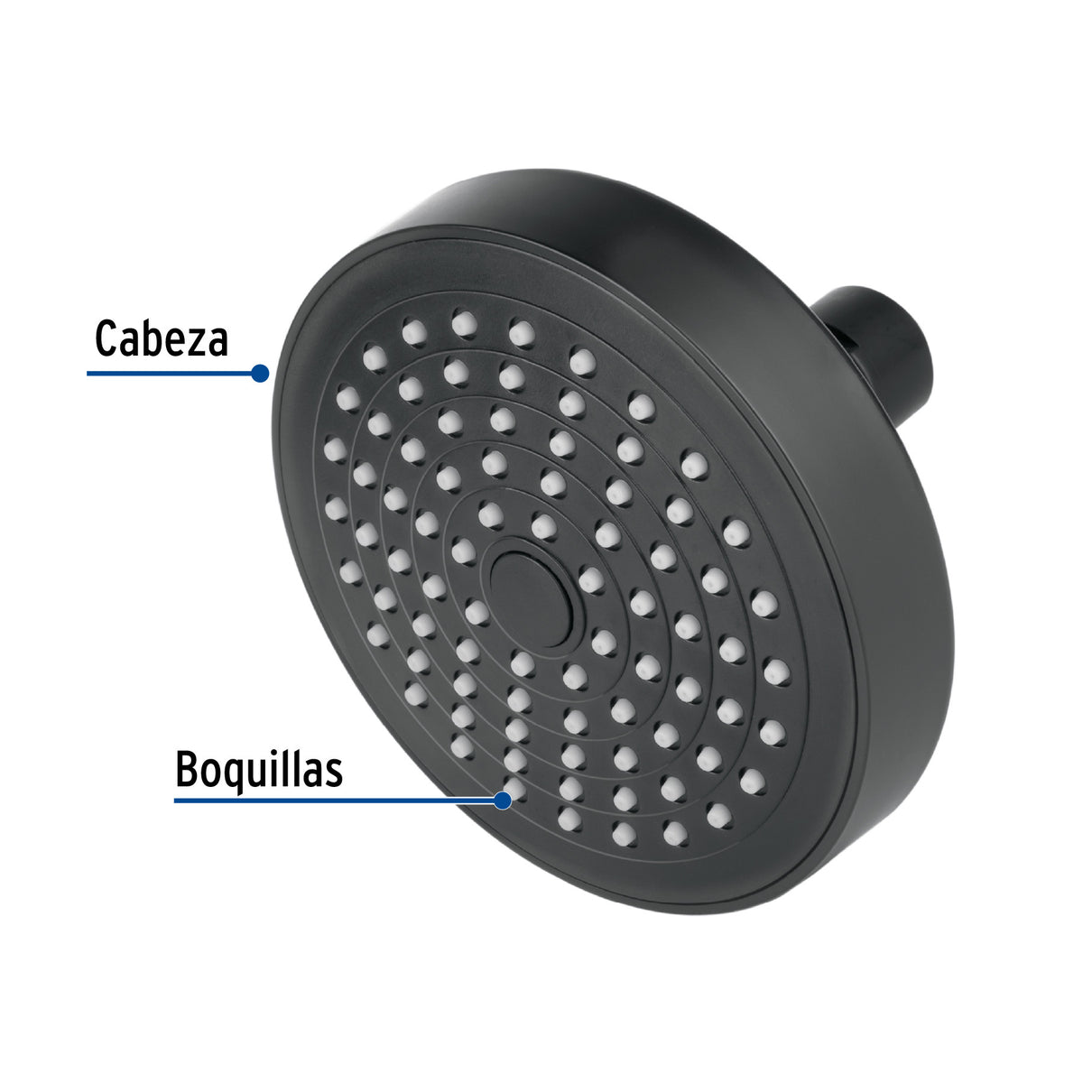Regadera redonda de ABS 4-1/4" sin brazo negro BASIC