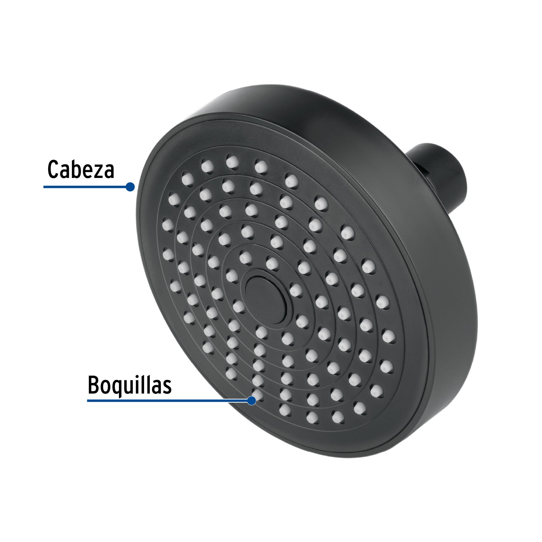 Regadera redonda de ABS 4-1/4" sin brazo negro BASIC