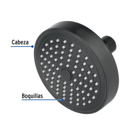 Regadera redonda de ABS 4-1/4" sin brazo negro BASIC