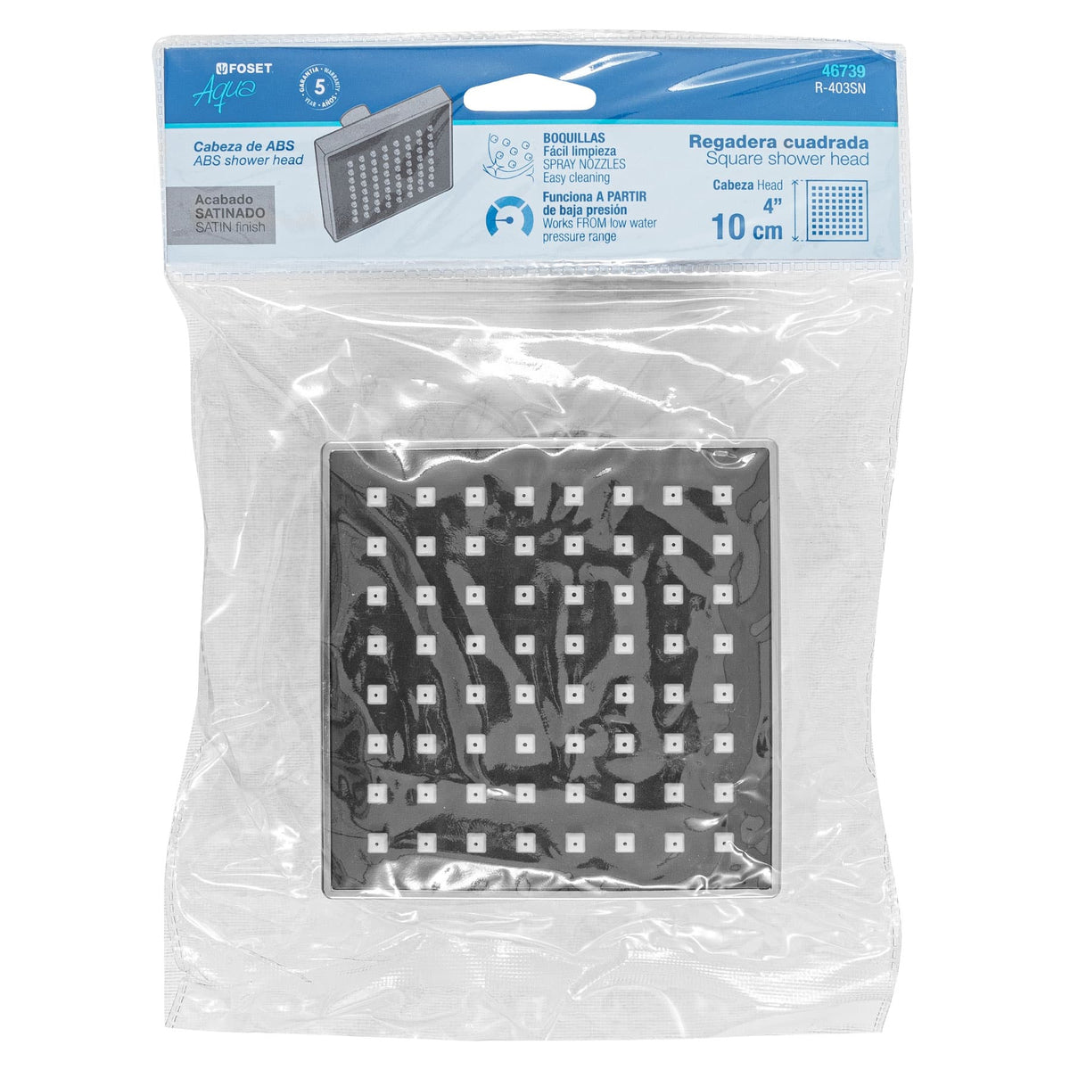 Regadera cuadrada ABS sin brazo satin AQUA 4"