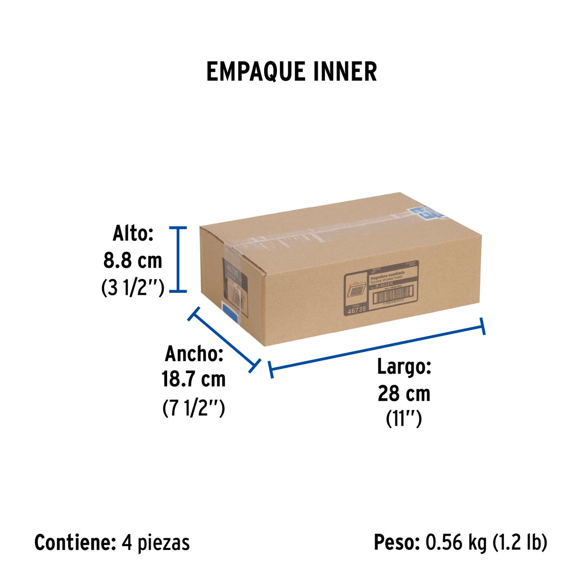 Regadera cuadrada ABS sin brazo satin AQUA 4"
