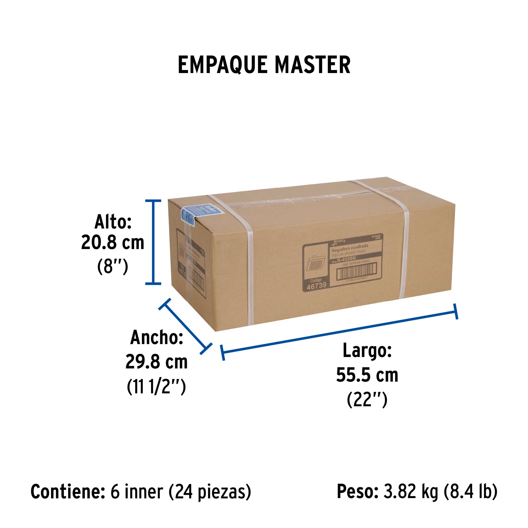 Regadera cuadrada ABS sin brazo satin AQUA 4"