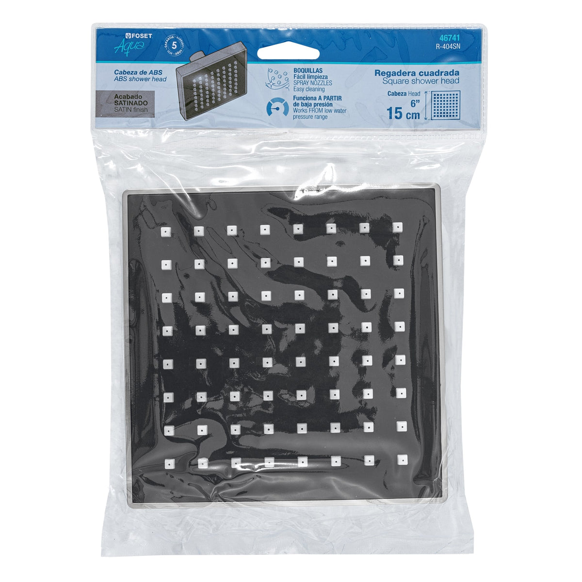Regadera cuadrada ABS sin brazo satin AQUA 6"