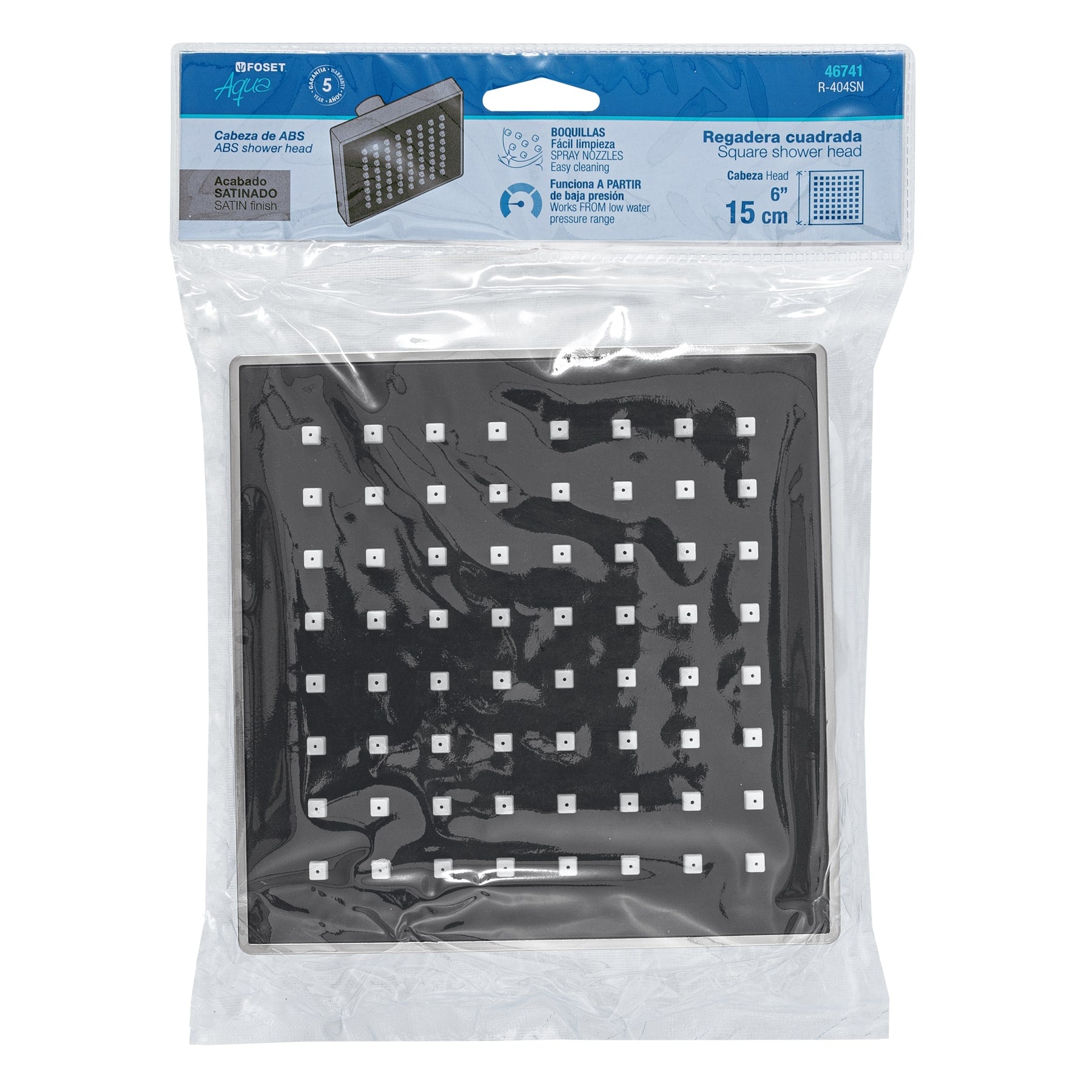 Regadera cuadrada ABS sin brazo satin AQUA 6"