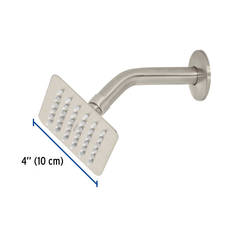 Regadera cuadrada acero inox con brazo satin TUBIG 4"