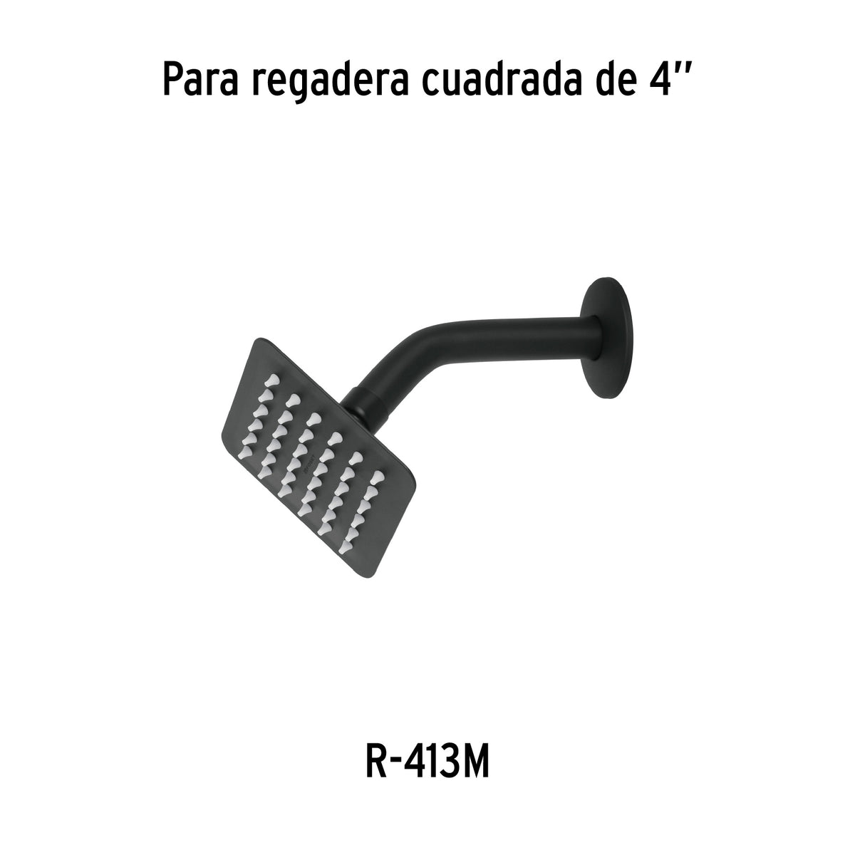 Regadera cuadrada 4', acero inox, sin brazo, negro, TÚBIG