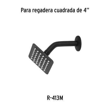 Regadera cuadrada 4', acero inox, sin brazo, negro, TÚBIG