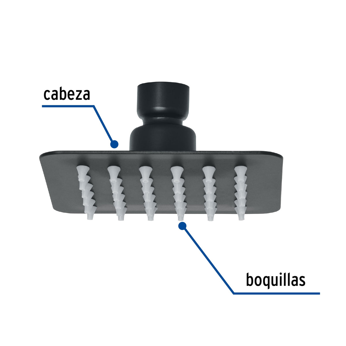 Regadera cuadrada 4', acero inox, sin brazo, negro, TÚBIG