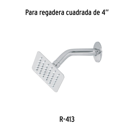 Regadera cuadrada 4', acero inox, sin brazo, cromo, TÚBIG