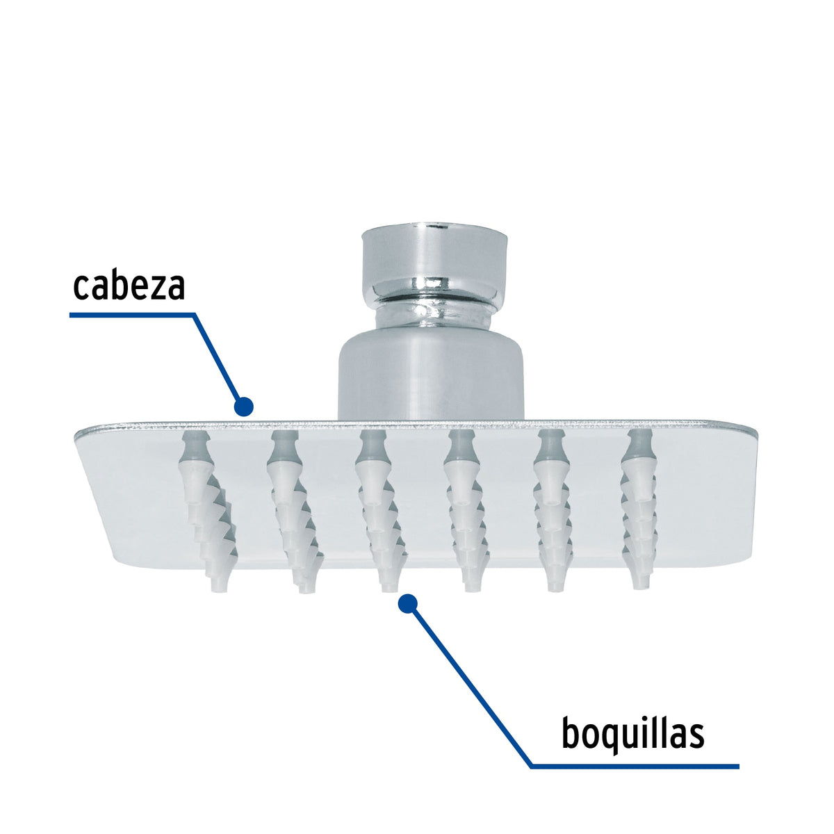 Regadera cuadrada 4', acero inox, sin brazo, cromo, TÚBIG