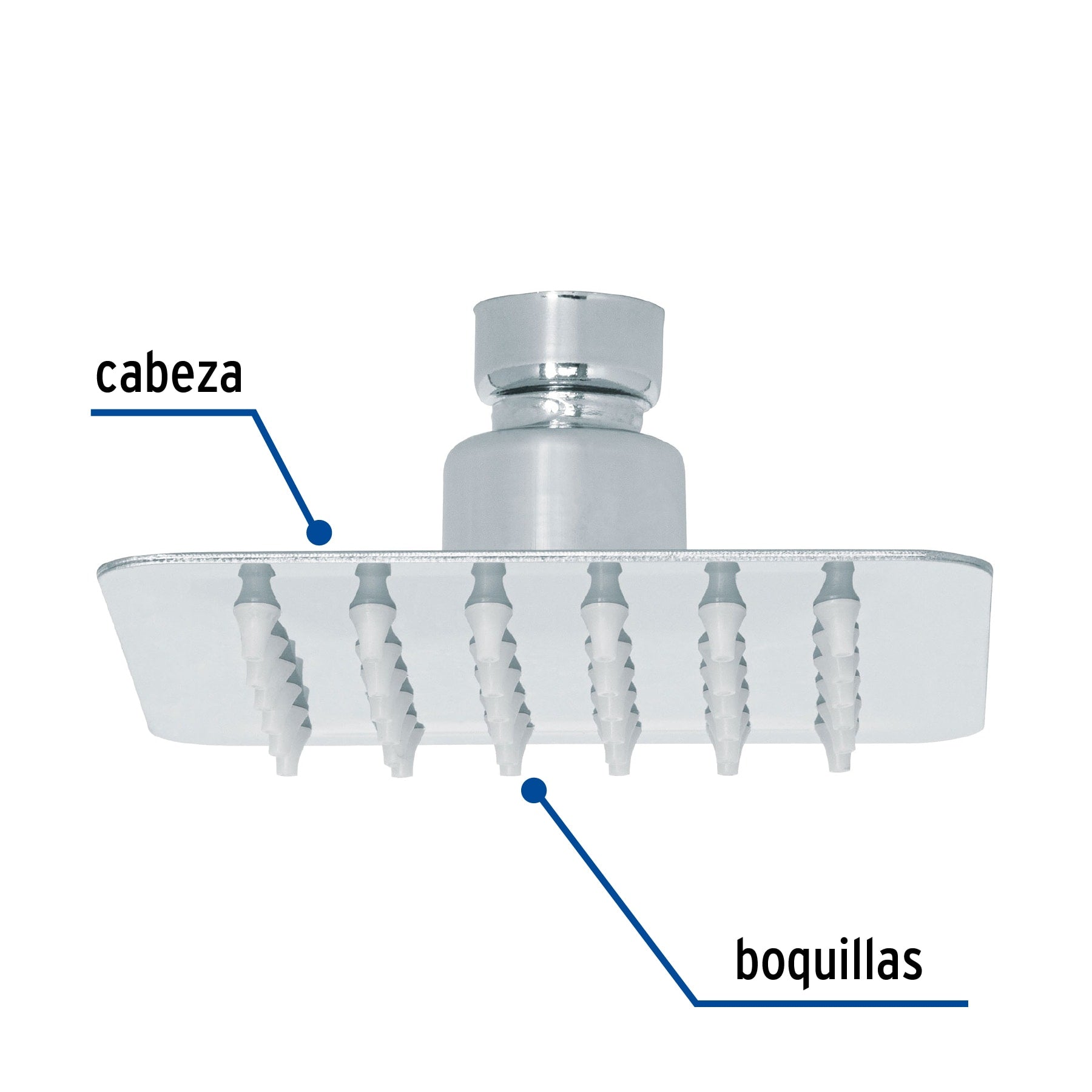Regadera cuadrada 4', acero inox, sin brazo, cromo, TÚBIG