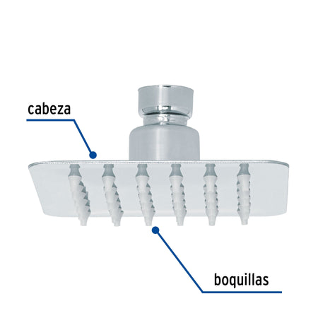Regadera cuadrada 4', acero inox, sin brazo, cromo, TÚBIG
