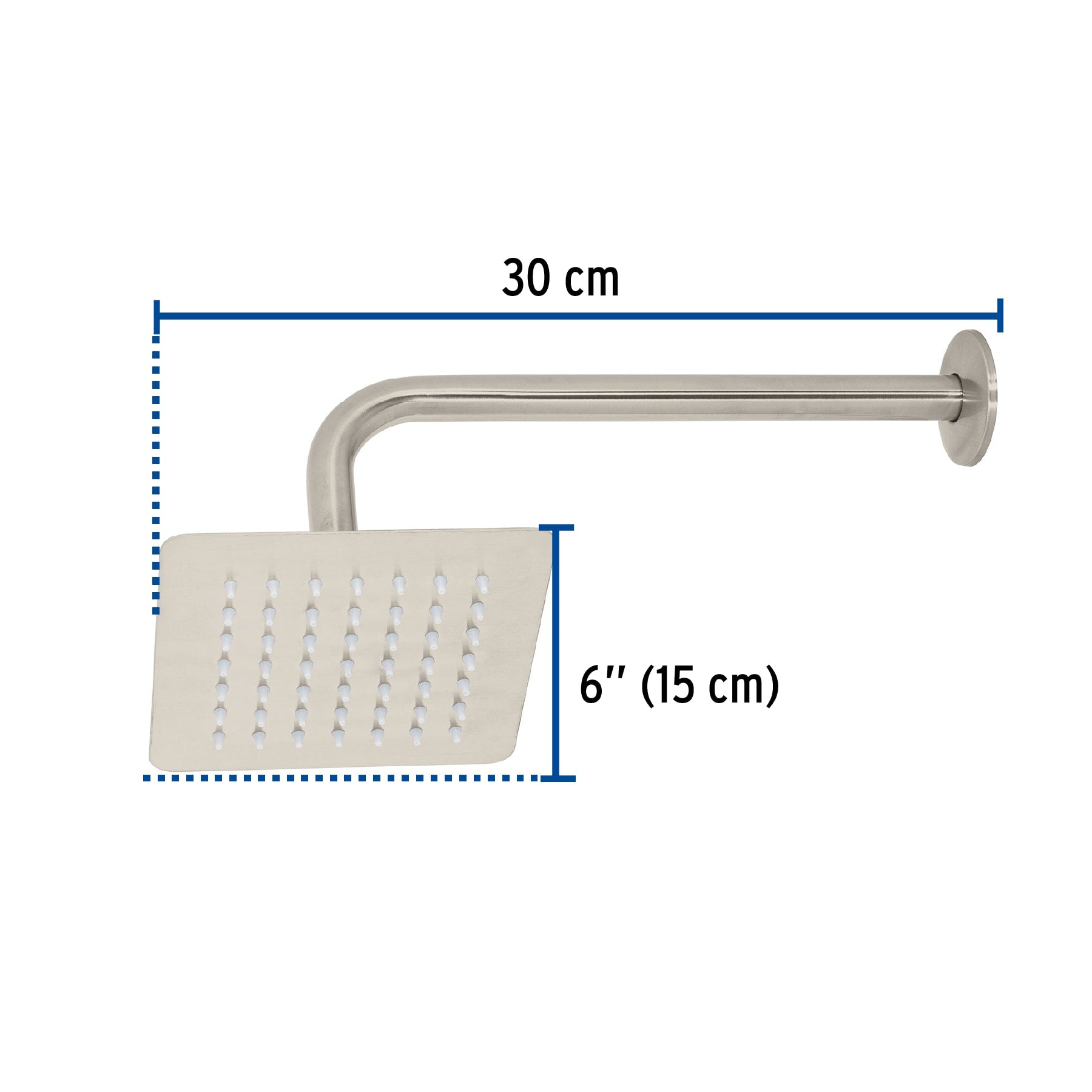 Regadera cuadrada acero inox con brazo satin TUBIG 6"