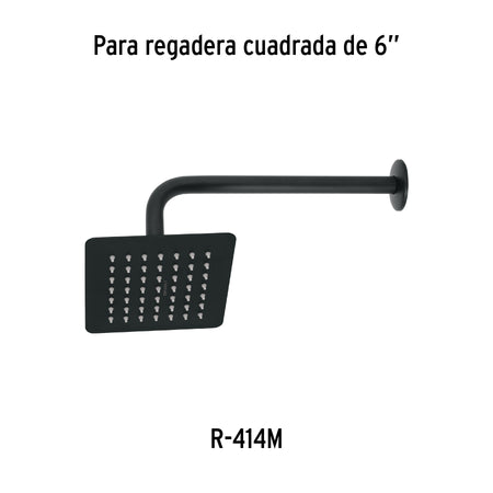 Regadera cuadrada 6', acero inox, sin brazo, negro, TÚBIG