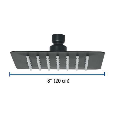 Regadera cuadrada 6', acero inox, sin brazo, negro, TÚBIG