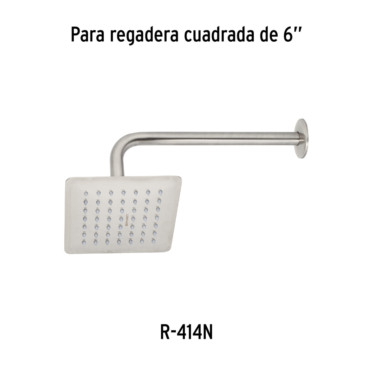 Regadera cuadrada acero inox sin brazo satin TUBIG 6"