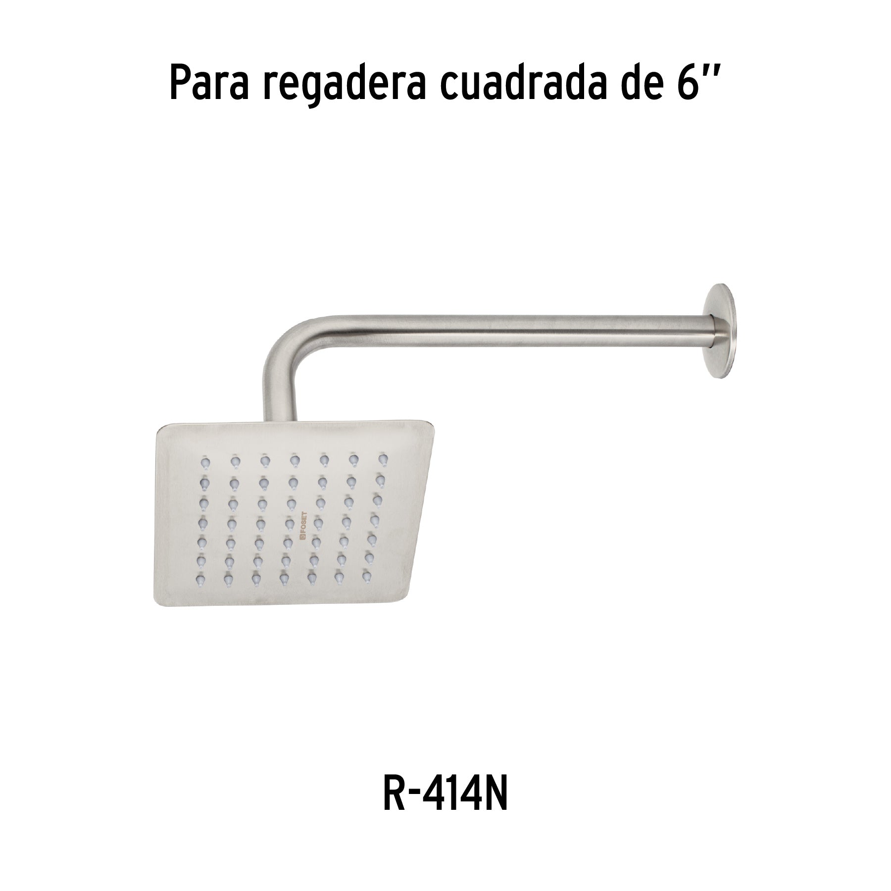 Regadera cuadrada acero inox sin brazo satin TUBIG 6"
