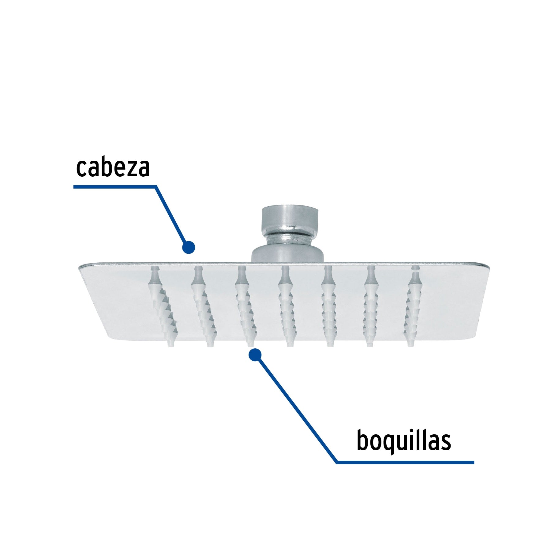 Regadera cuadrada 6', acero inox, sin brazo, cromo, TÚBIG