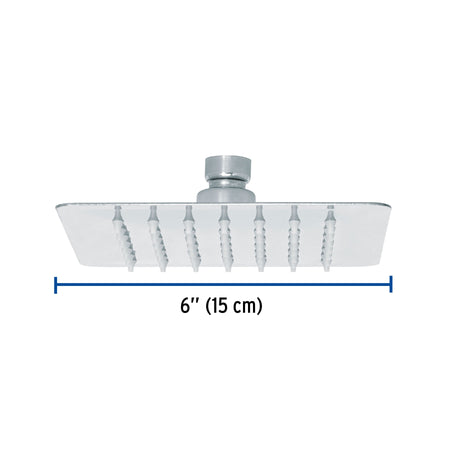 Regadera cuadrada 6', acero inox, sin brazo, cromo, TÚBIG
