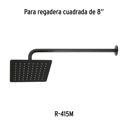 Regadera cuadrada 8', acero inox, sin brazo, negro, TÚBIG