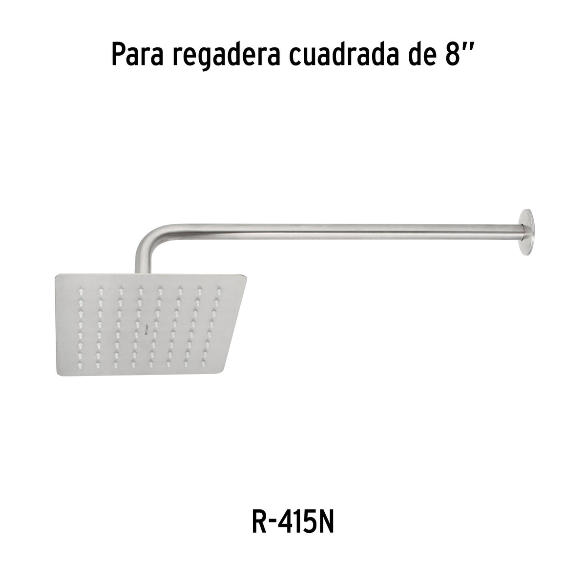 Regadera cuadrada acero inox sin brazo satin TUBIG 8"