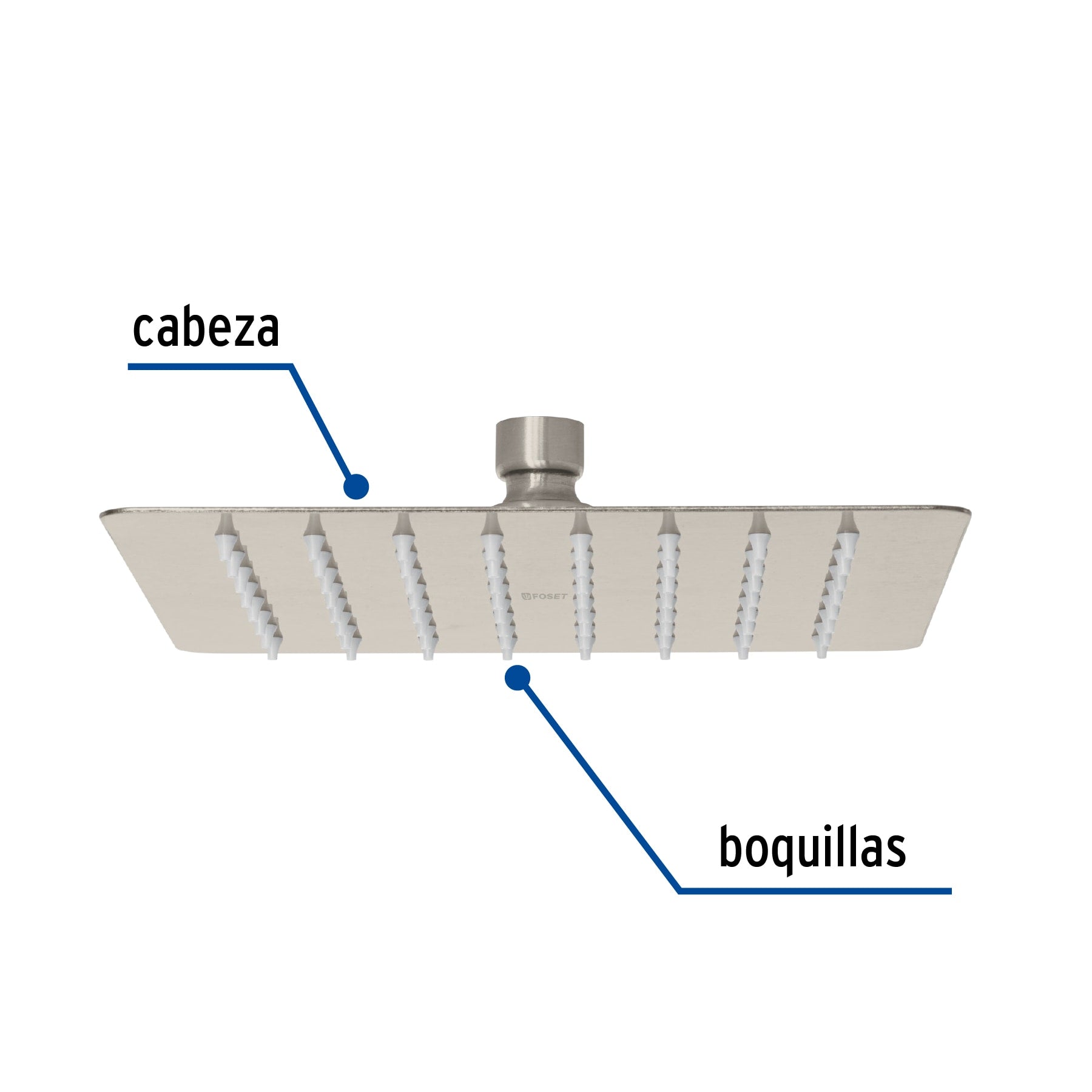 Regadera cuadrada acero inox sin brazo satin TUBIG 8"
