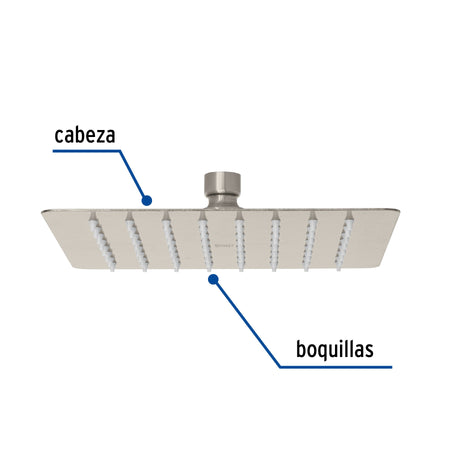 Regadera cuadrada acero inox sin brazo satin TUBIG 8"