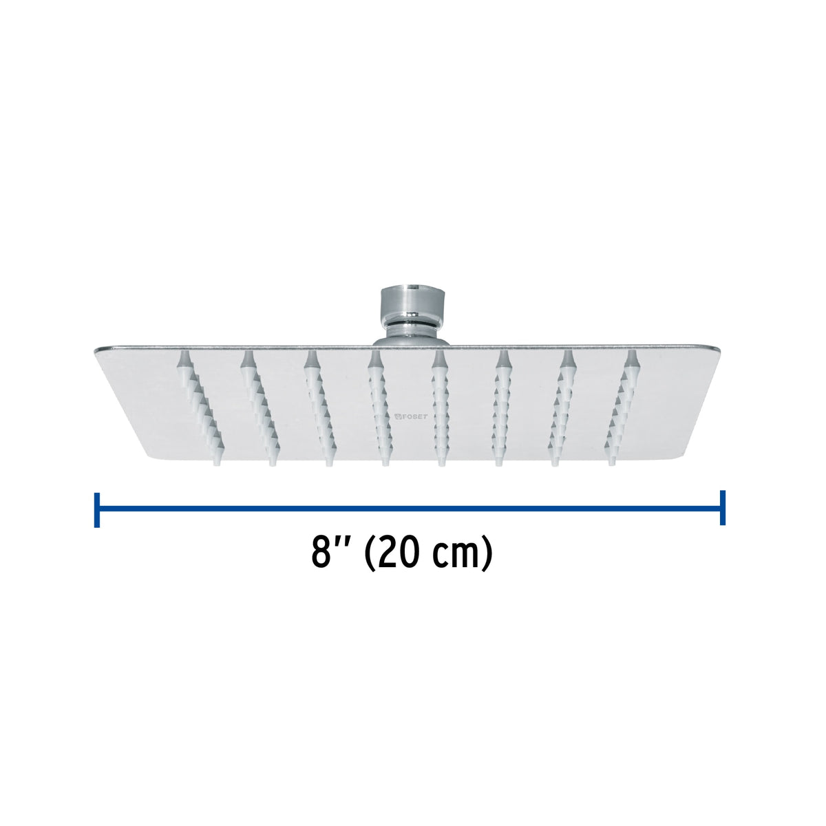 Regadera cuadrada 8', acero inox, sin brazo, cromo, TÚBIG