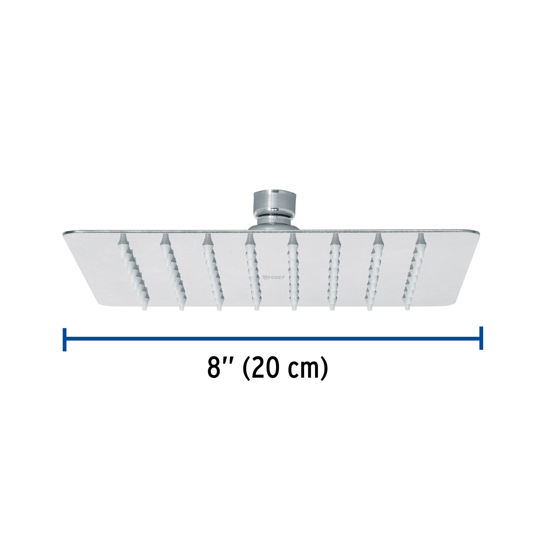 Regadera cuadrada 8', acero inox, sin brazo, cromo, TÚBIG