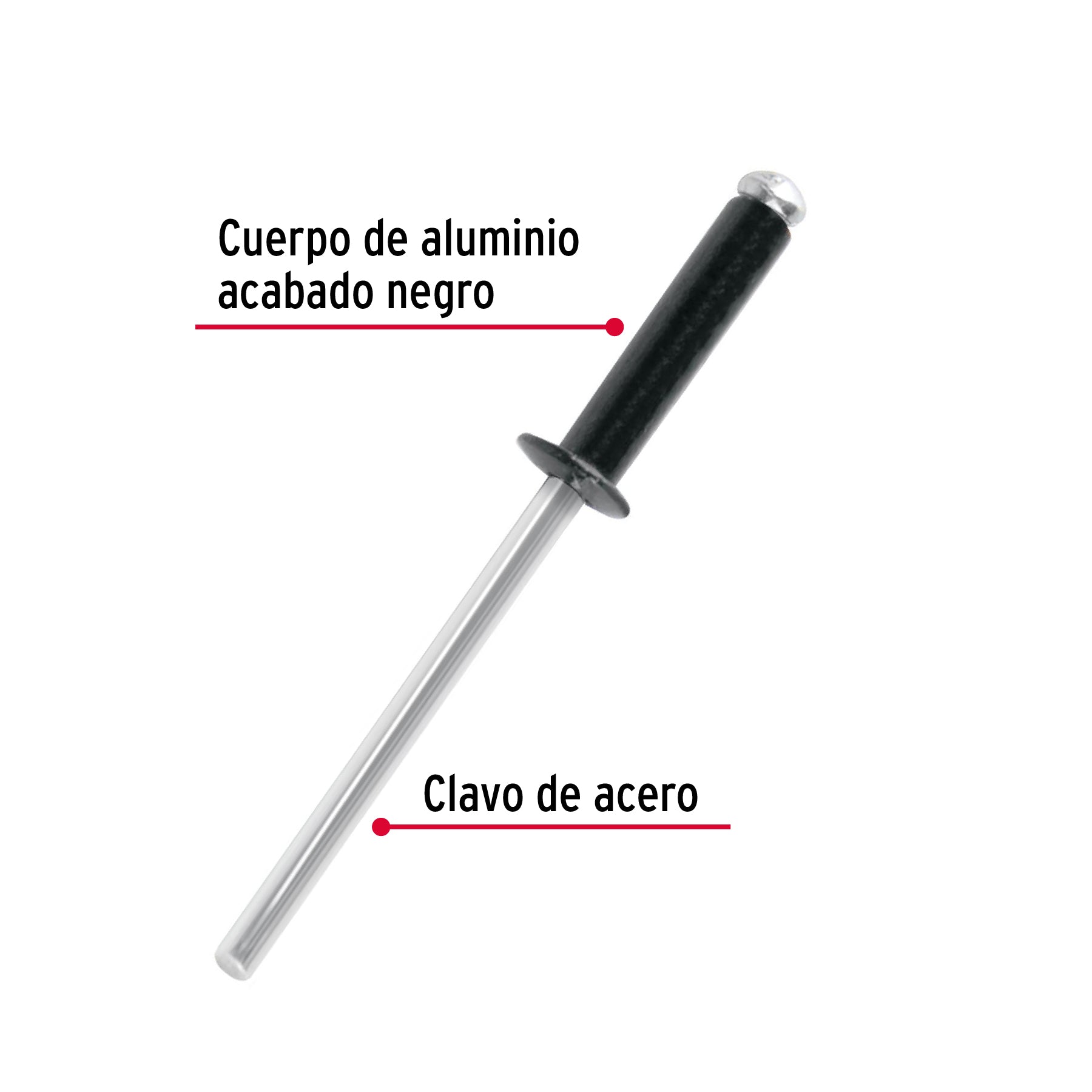 Bolsa c/50 remaches 1/8"x5/16" negros de aluminio ala 1/4"