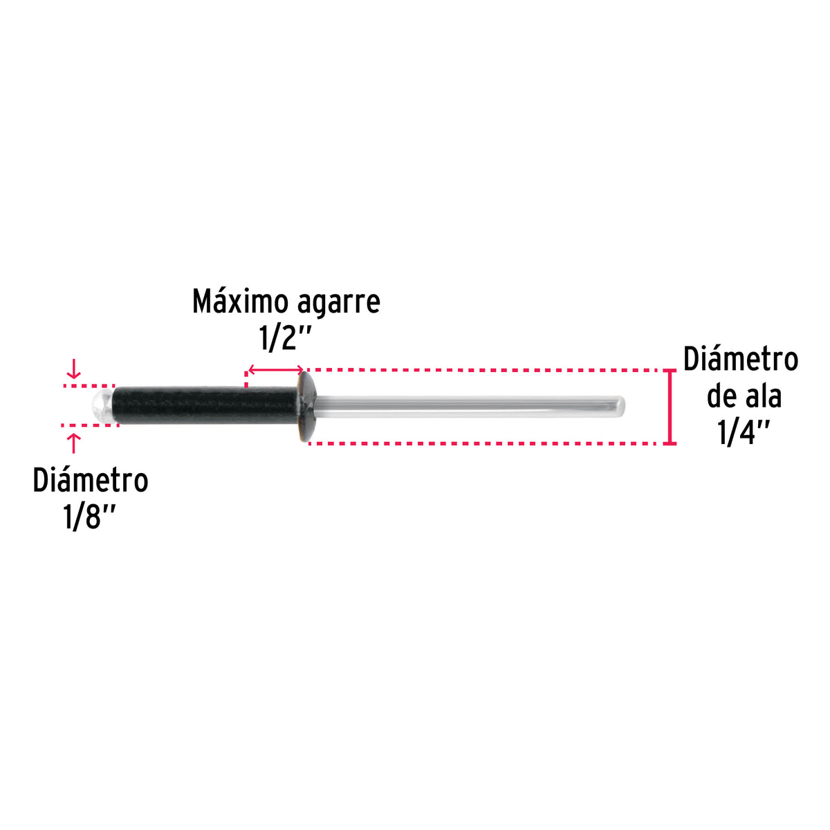Bolsaremachesx1/2" negros de aluminio ala 1/8"