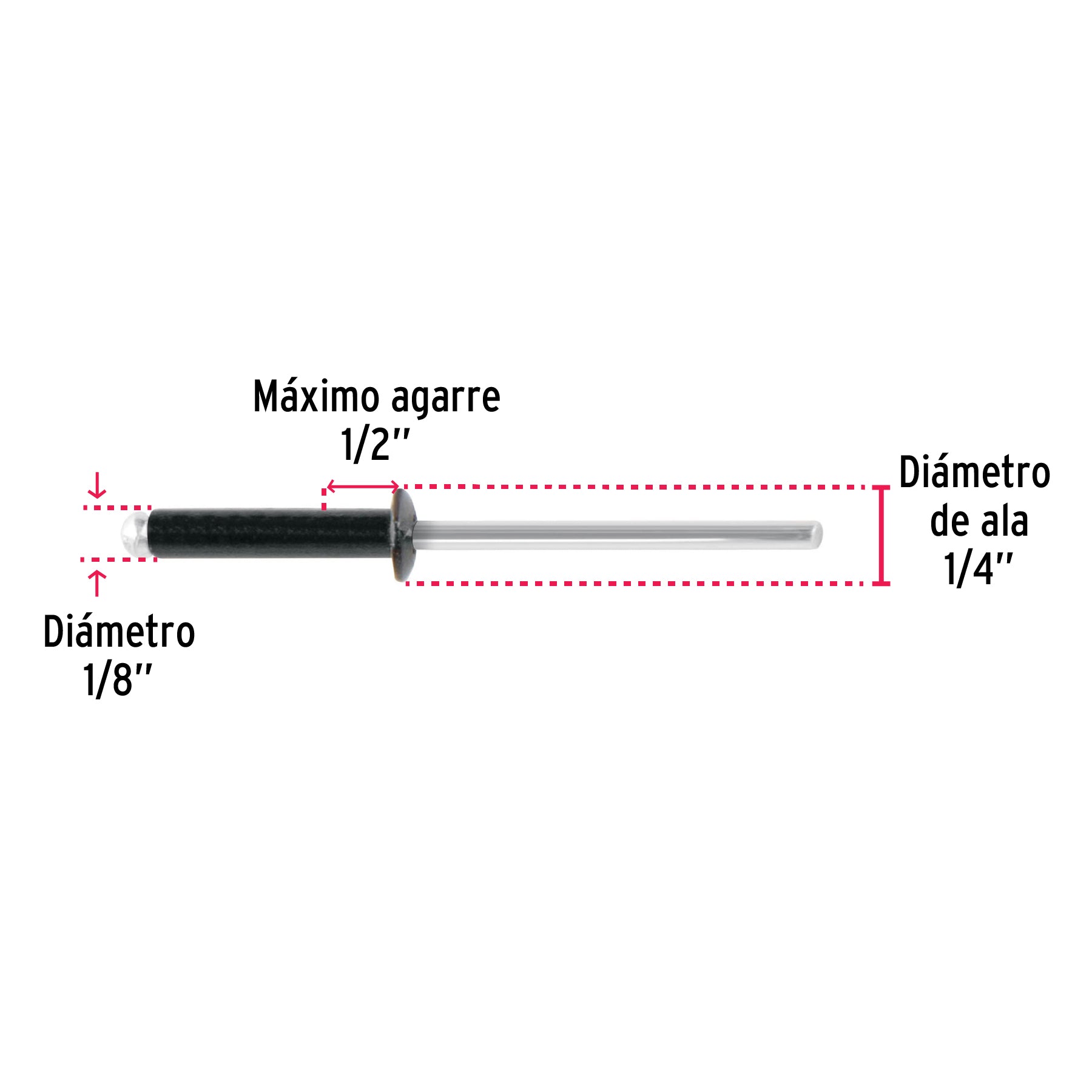 Bolsaremachesx1/2" negros de aluminio ala 1/8"