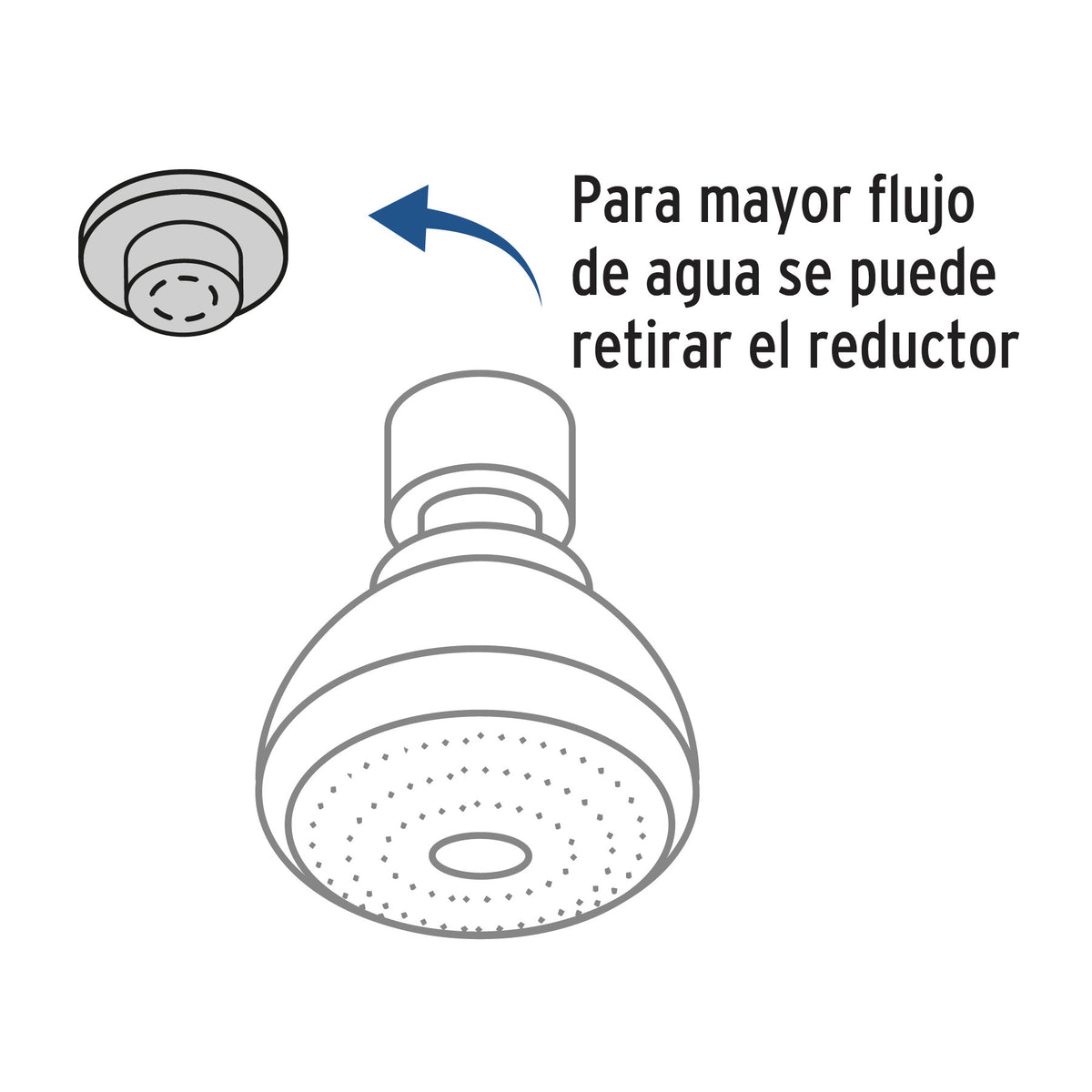 Regadera redonda de ABS 2-1/2" gris-cromo sin brazo BASIC