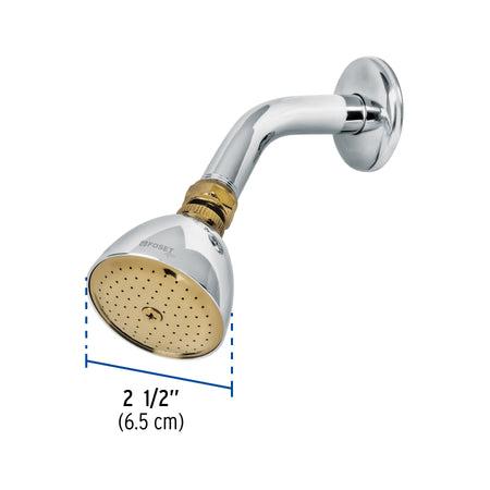 Regadera conica 2-1/2"metalica brazo y chapeton cromo-oro