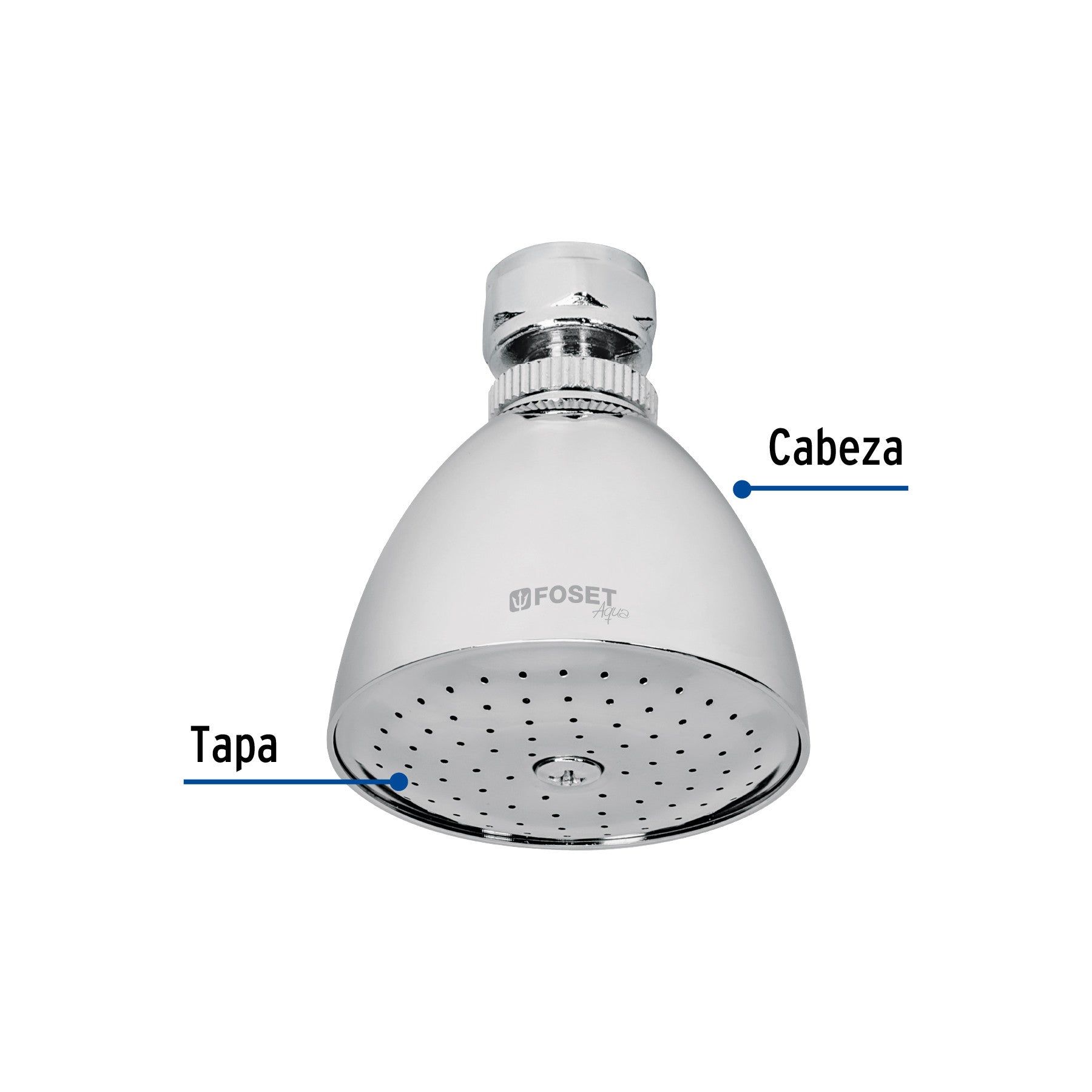 Regadera conica 2-1/2" metalica sin brazo cromo AQUA