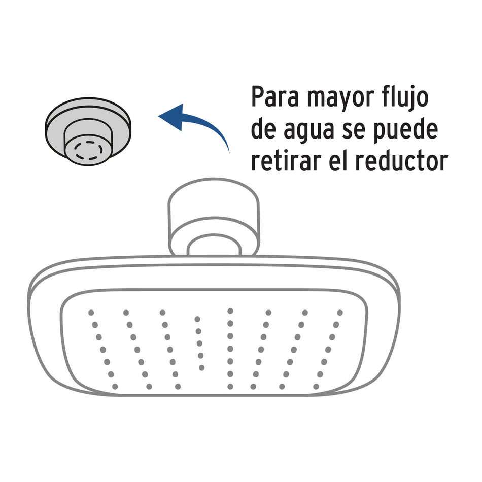 Regadera cuadrada 6', ABS, con brazo y chapetón, cromo, AERO 6'