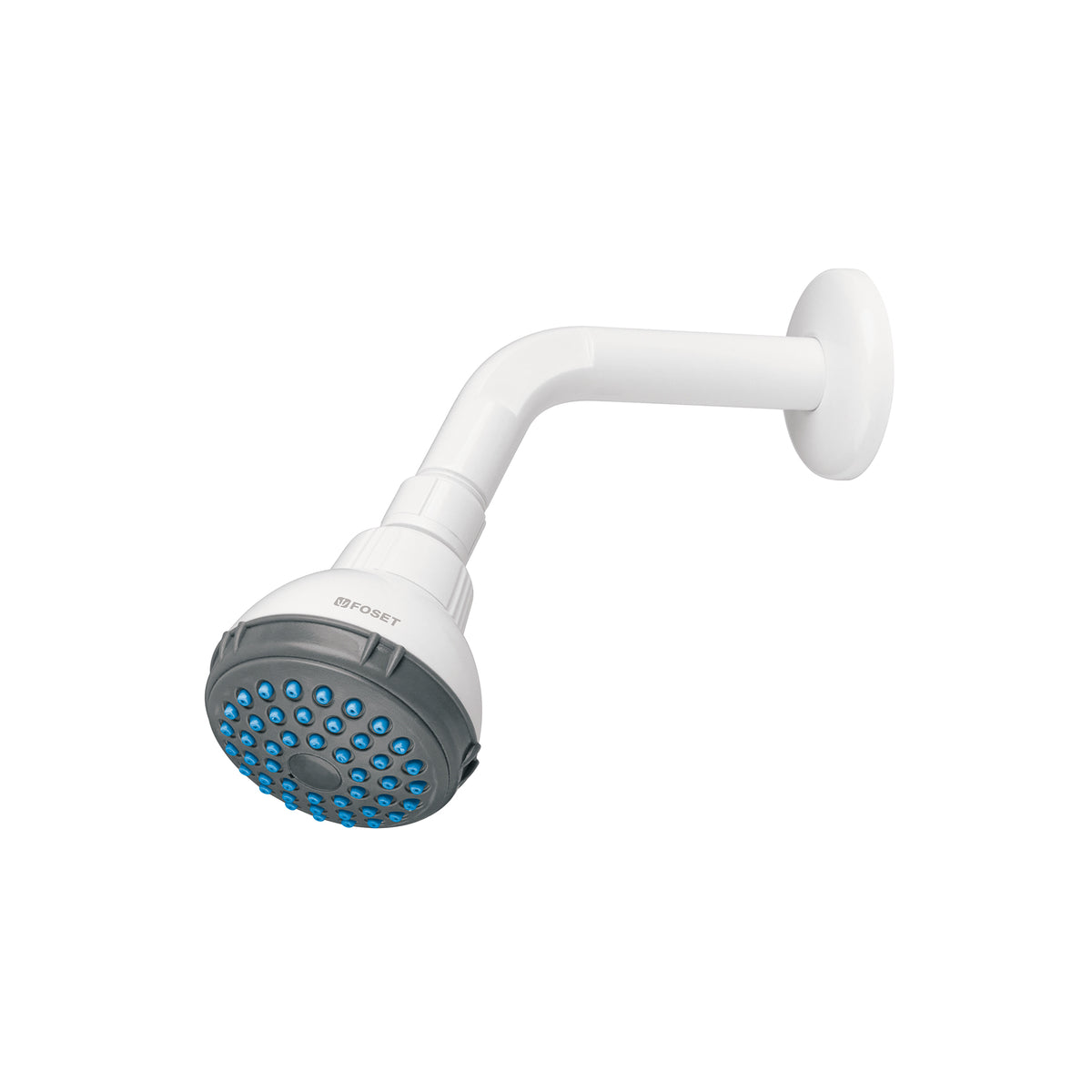 Regadera plastica redonda 2-1/2" gris-blanca FOSET BASIC