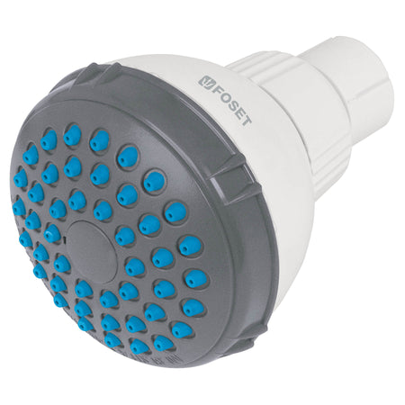 Regadera redonda de ABS 2-1/2" gris-blanca sin brazo BASIC