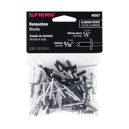 Bolsaremachesx1/2" negros de aluminio ala 5/32"